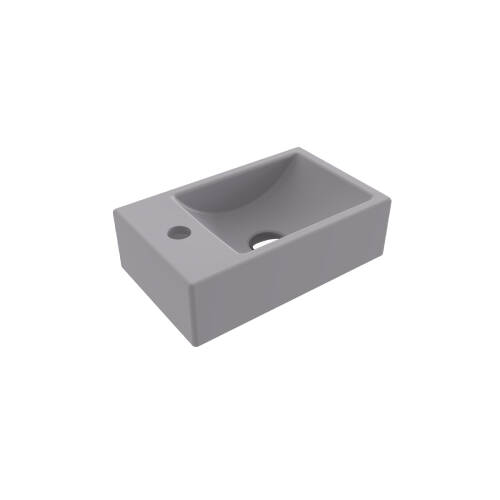 Bocchi Milano Tezgah Üstü Dar Sol Lavabo 37 cm Mat Gri