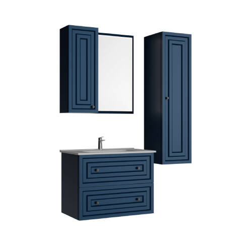 Creavit Kayra 80 cm Çekmeceli Banyo Dolabı Mat Safir Mavi