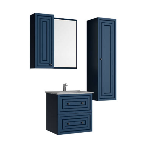 Creavit Kayra 60 cm Çekmeceli Banyo Dolabı Mat Safir Mavi
