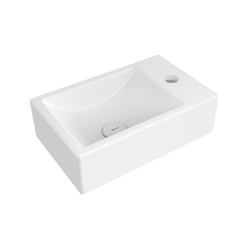Bocchi Milano Tezgah Üstü Dar Sağ Lavabo 37 cm Mat Beyaz