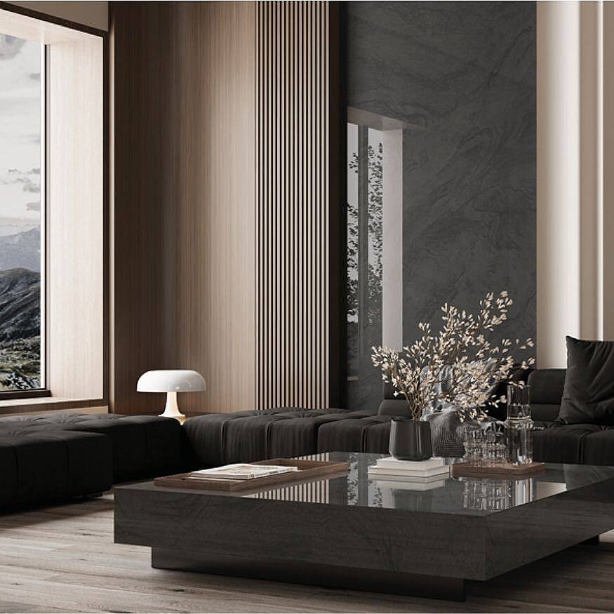 Bien Seramik BIQSLAB Belle Antrasit Parlak 120x280 cm 6 mm Porselen Seramik