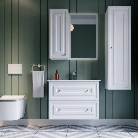 Creavit Kayra 80 cm Çekmeceli Banyo Dolabı Mat Beyaz