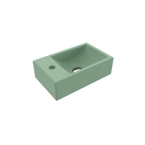 Bocchi Milano Tezgah Üstü Dar Sol Lavabo 37 cm Mat Mint Yeşil