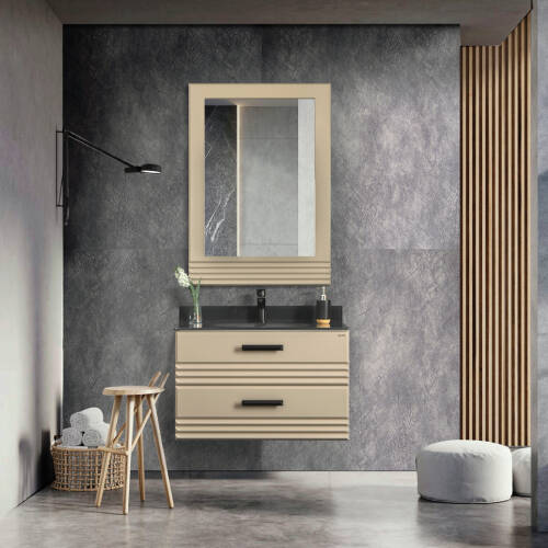 Martat Banyo Flow 80 cm Banyo Dolabı Mat Çakıl