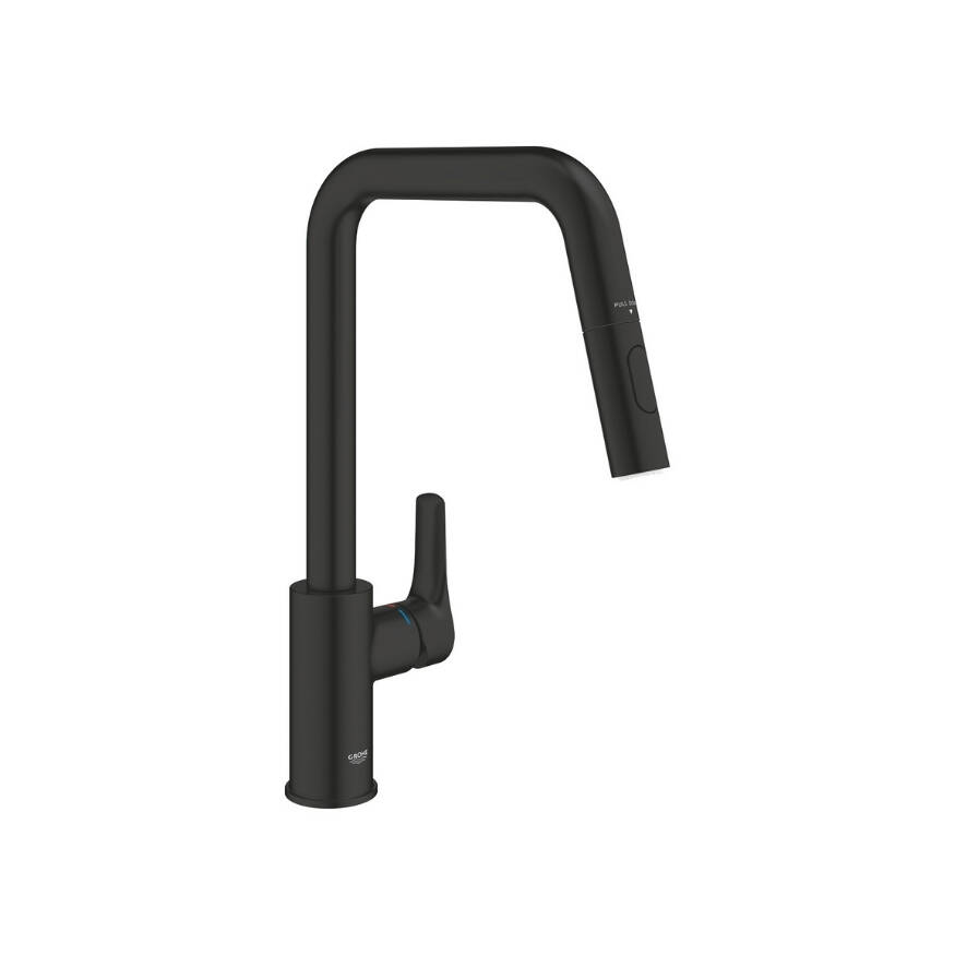 GROHE Eurosmart Spiralli Siyah Eviye Bataryası 306192430