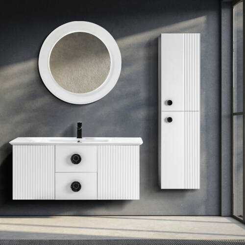 Martat Banyo Vanity 120 cm Banyo Dolabı Mat Beyaz