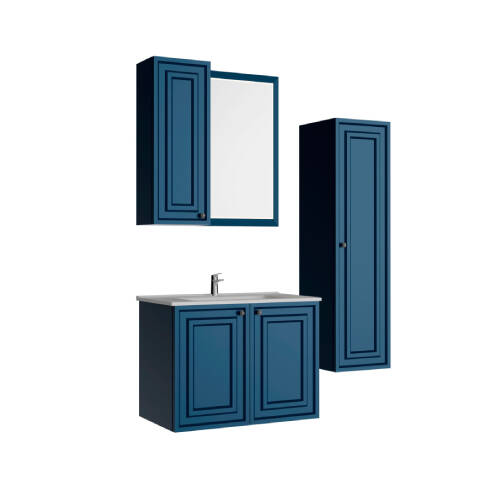 Creavit Kayra 80 cm Kapaklı Banyo Dolabı Mat Safir Mavi