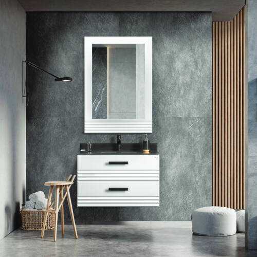 Martat Banyo Flow 80 cm Banyo Dolabı Mat Beyaz