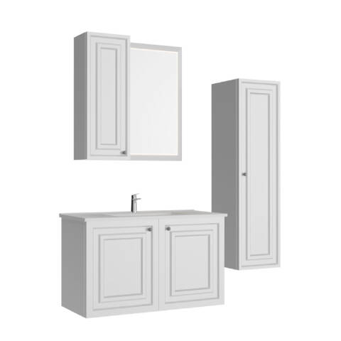 Creavit Kayra 100 cm Kapaklı Banyo Dolabı Mat Beyaz