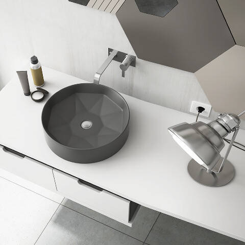 Lucco Diamente Tezgah Üstü Lavabo 42 cm Antrasit