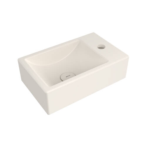 Bocchi Milano Tezgah Üstü Dar Sağ Lavabo 37 cm Parlak Bisküvi