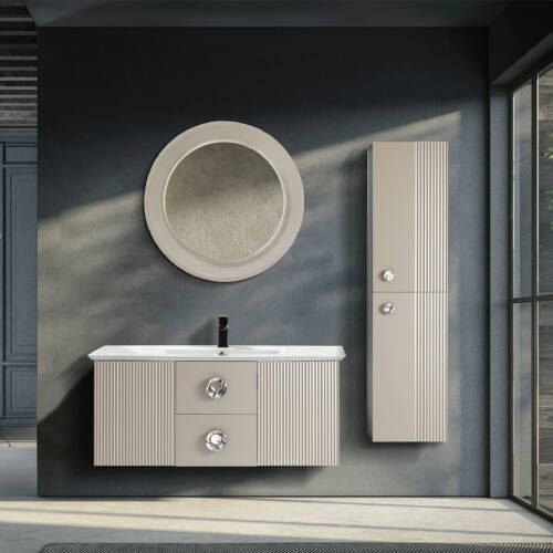 Martat Banyo Vanity 120 cm Banyo Dolabı Mat Yeni Gri