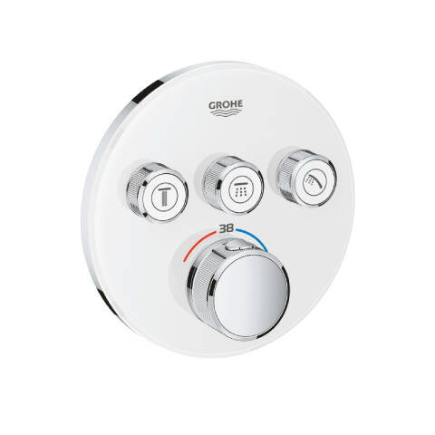 GROHE Grohtherm SmartControl Ankastre Termostatik Duş Bataryası Yuvarlak Ay Beyazı