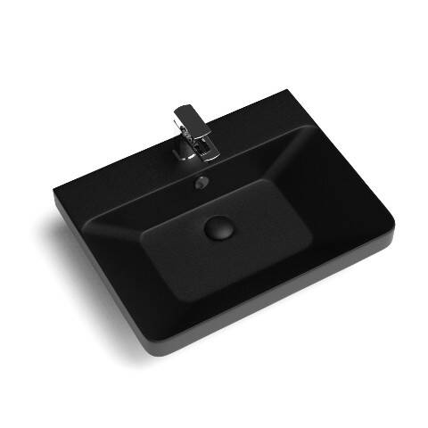Lucco Allecra Tezgah Üstü Lavabo 55 cm  Siyah